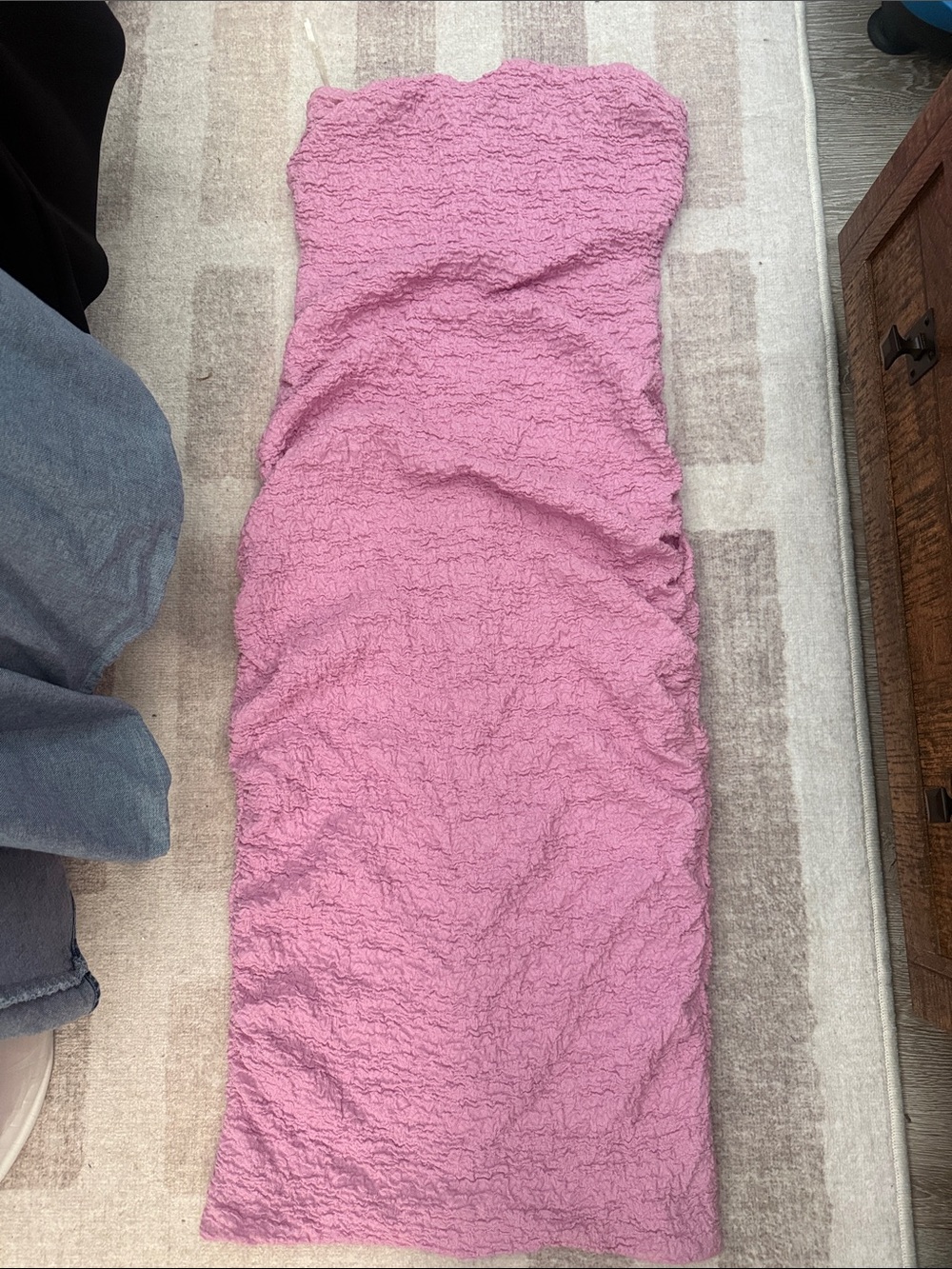 House of CB Pink Strapless Textured Bodycon Dress